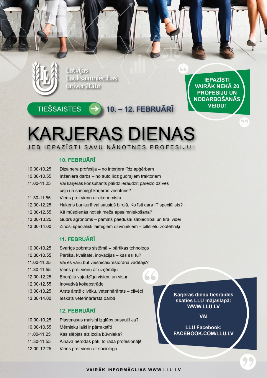 LLU tiešsaistes plāns LLU Karjeras dienas 10.-12. februāris