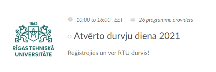 Aicinām piedalīties RTU Atvērto durvju dienā 26. februārī