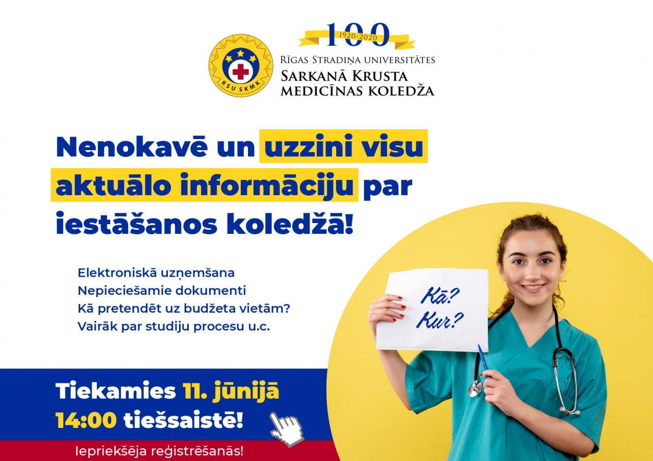 RSU Sarkanā Krusta medicīnas koledža aicina uz tikšanos tiešsaistē