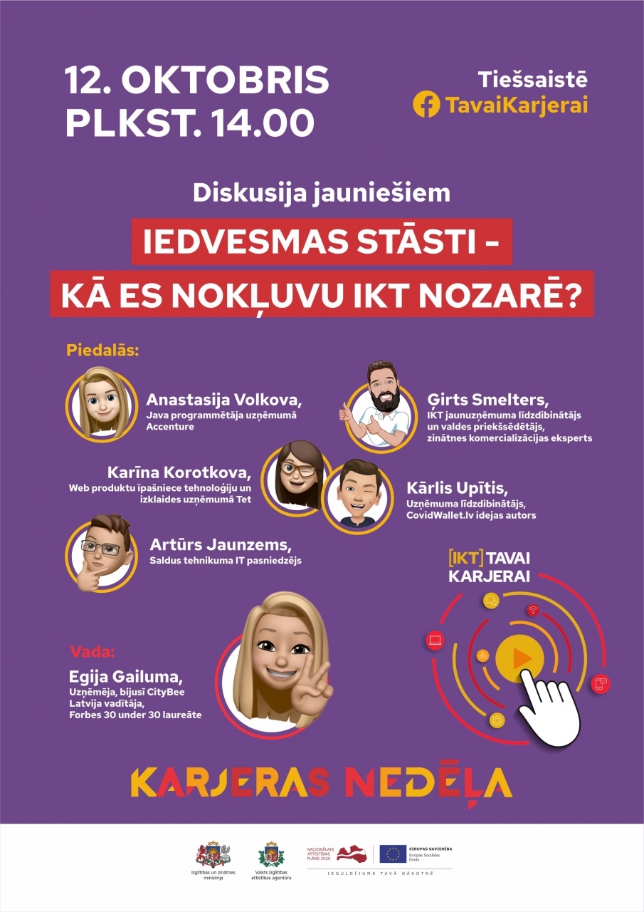 Tiešsaistes diskusija jauniešiem - Iedvesmas stāsti – kā es nokļuvu IKT nozarē?