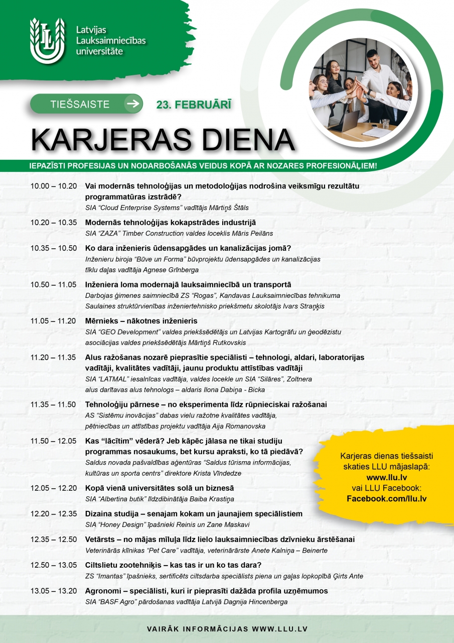 LLU Karjeras diena tiešsaistē