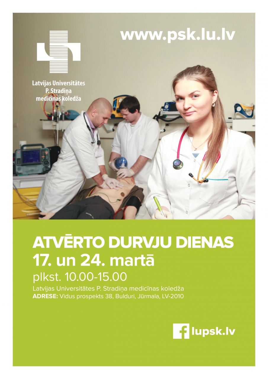 Latvijas universitātes P. Stradiņa medicīnas koledža aicina uz atvērto durvju dienām