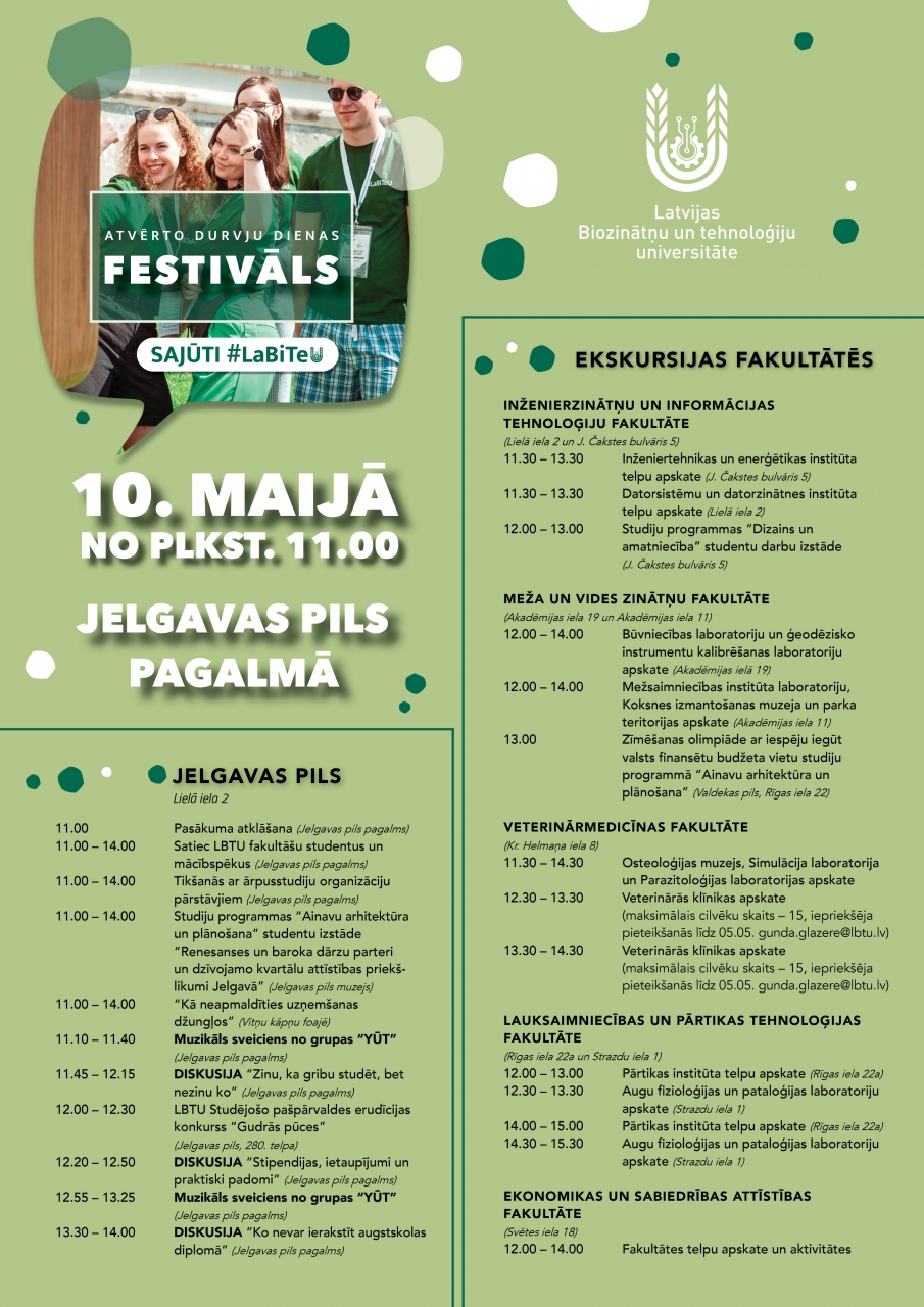Atvērto durvju dienas festivāls “Sajūti #LaBiTeU”
