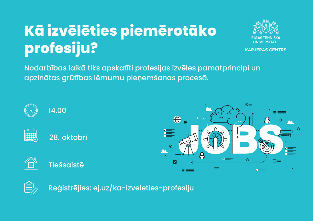 Vidusskolēnus aicina uzklausīt RTU karjeras konsultanta padomus, kā izvēlēties piemērotāko profesiju