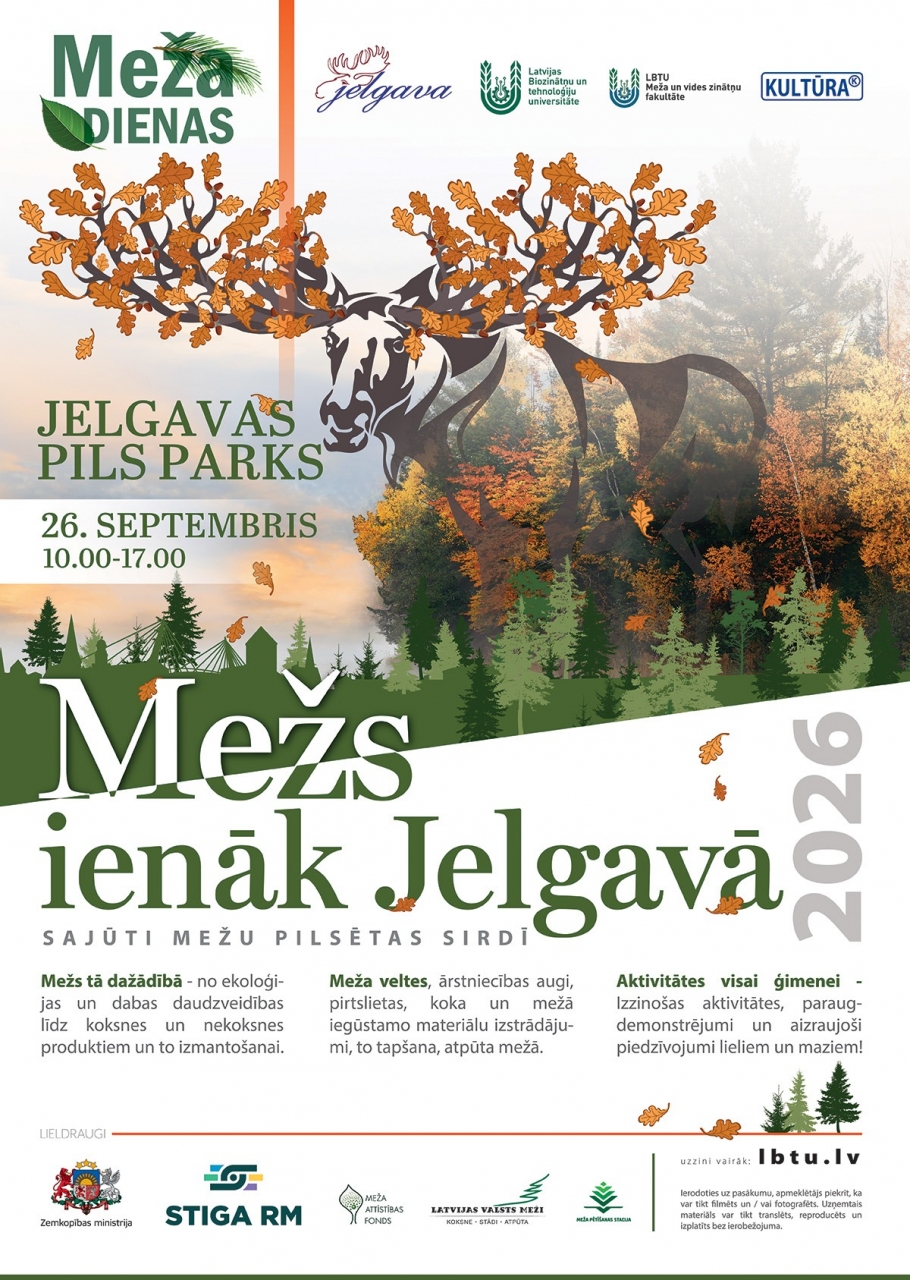 "Mežs ienāk Jelgavā 2026" aicina sajust mežu pilsētas sirdī &ndash; Jelgavas pils parkā