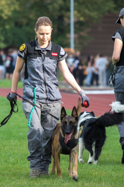 Skolā ciemojas Valsts policijas un Valsts policijas koledžas gudrie suņi