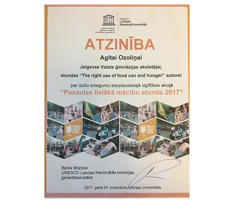 Pasaules lielākā mācību stunda Jelgavas Valsts ģimnāzijā 2017
