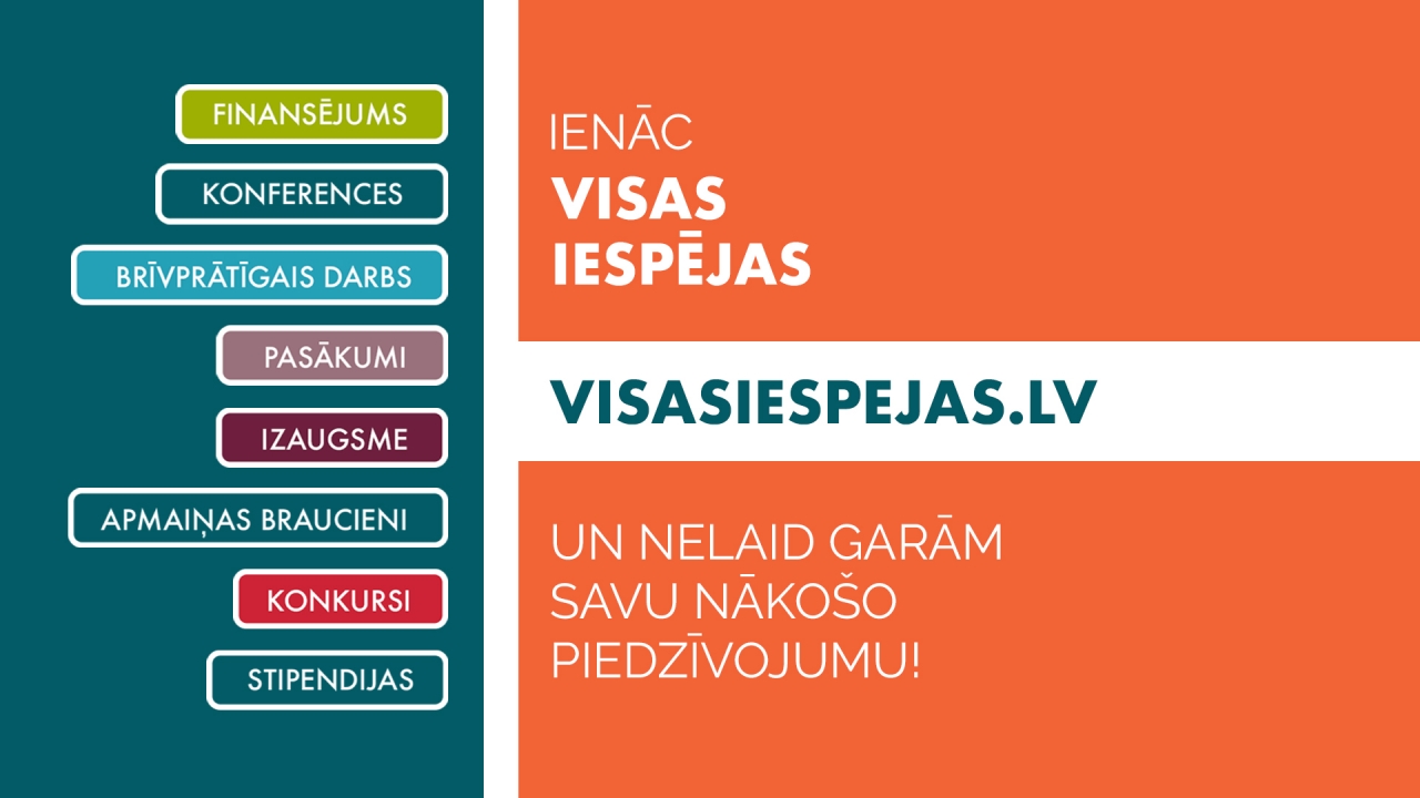 Visas Iespējas - platforma jauniešiem, kur meklēt savu nākošo iespēju izaugsmei!