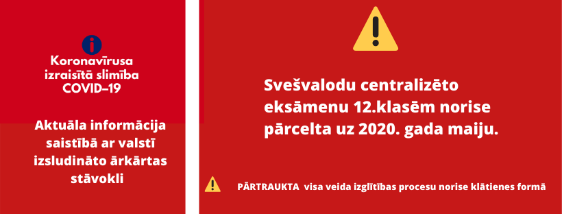 Svešvalodu centralizēto eksāmenu 12.klasēm norise pārcelta uz 2020. gada maiju