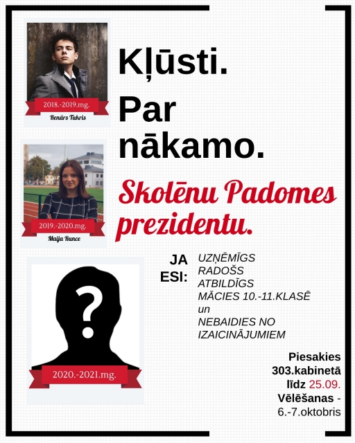 Kļūsti par JVĢ skolēnu padomes prezidentu!