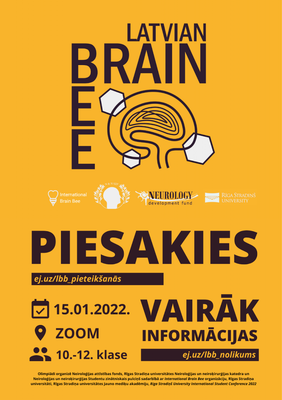 RSU aicina vidusskolēnus piedalīties neirozinātnes olimpiādē Latvian Brain Bee