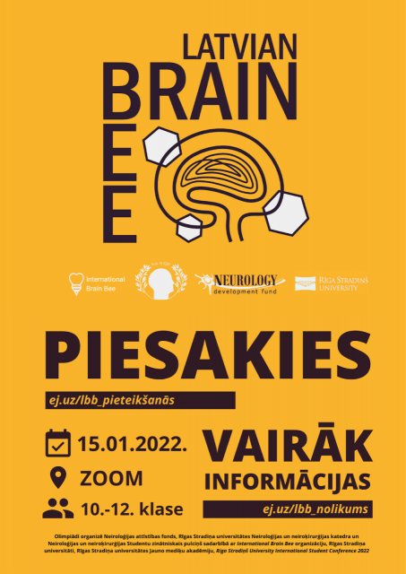RSU aicina vidusskolēnus piedalīties neirozinātnes olimpiādē Latvian Brain Bee