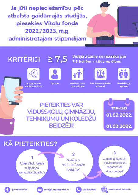 Pieteikšanās Vītolu fonda administrētajām stipendijām