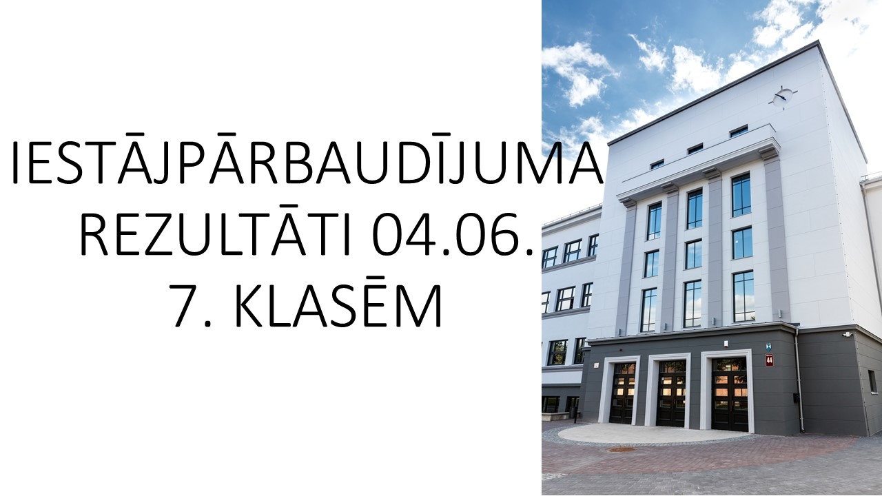 Iestājpārbaudījuma rezultāti konkursam uz 7. klasi (04.06.2022.)