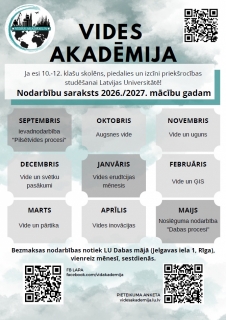 Latvijas Universitātes EZTF organizē bezmaksas nodarbības vidusskolēniem &ldquo;Vides akadēmija&rdquo;